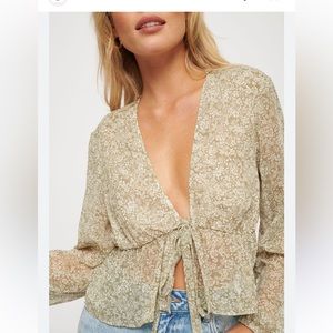 Dynamite Ginger Front-Tie Peplum Top Size M